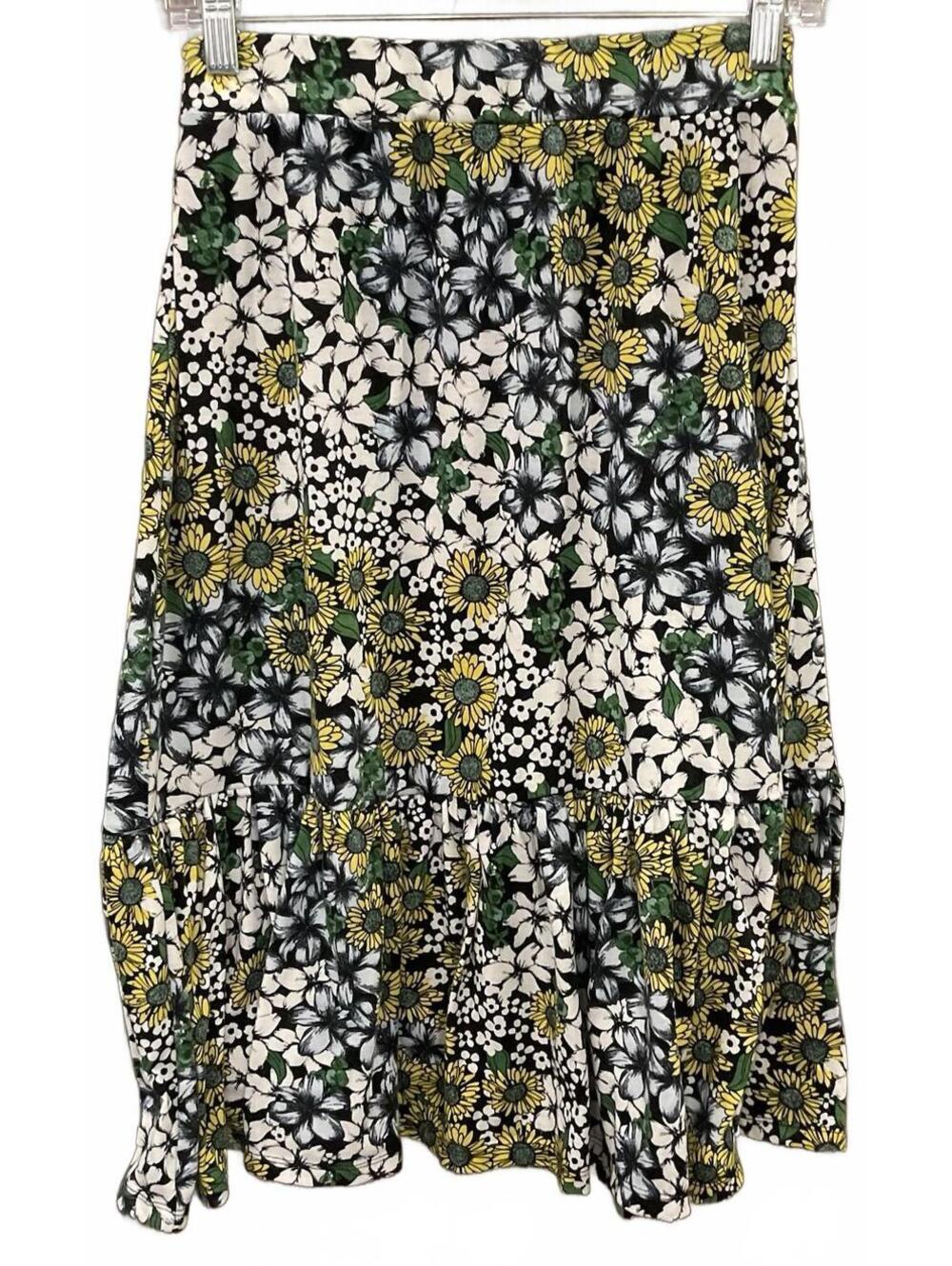 EST 1946 Womens Elastic Waist  With Tie In Front Or Back Floral Skirt Size S